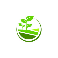 green eco plant logo vector stock illustration