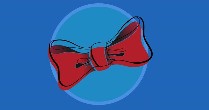 Animation of bow tie in circle on blue background