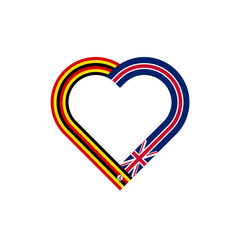 unity concept. heart ribbon icon of uganda and united kingdom flags. vector illustration isolated on white background