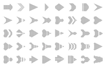 Fototapeta na wymiar Arrow square pattern element icon collection. Modern futuristic cursor shape navigation symbol concept. Simple object for ui, ux, apps, game vector.