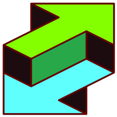 Vector image of an illusion of arrows pointers in different directions