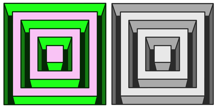llusion of square volumetric labyrinths