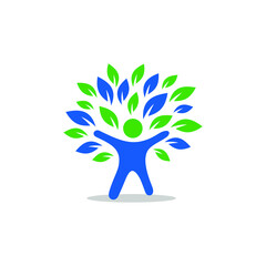 Obraz premium tree with people logo vector stock illustration