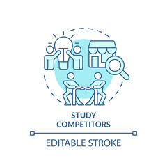 Study competitors turquoise concept icon. Market research. Identifying customer needs abstract idea thin line illustration. Isolated outline drawing. Editable stroke. Arial, Myriad Pro-Bold fonts used