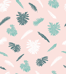 ジャングル風の植物のシームレスパターン