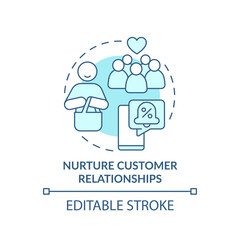 Nurture customer relationships turquoise concept icon. Solving for customer needs abstract idea thin line illustration. Isolated outline drawing. Editable stroke. Arial, Myriad Pro-Bold fonts used