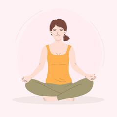 Woman meditating illustration