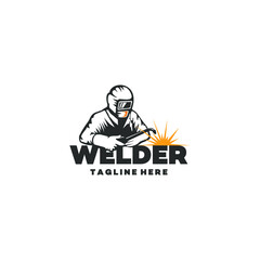 worker welding logo concept vector stock illustration