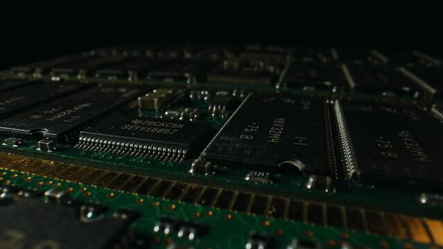 Printed circuit board with electronic components.