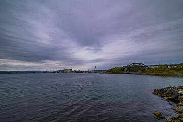 port of stavanger seen from hundvåg towards Stavanger City Bridge