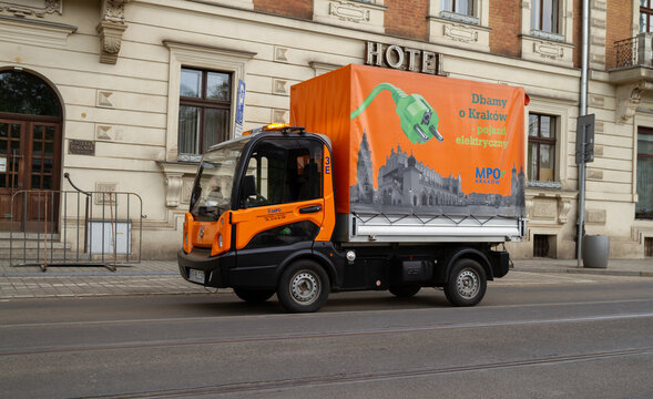 Municipal Cleaning Company (MPO Krak&oacute;w) Goupil G5 electric vehicle on May 3, 2022 in Krakow, Poland.