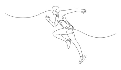 Continuous line drawing of athlete running.