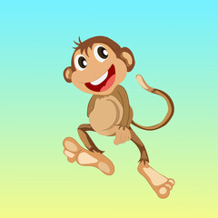 monkey smiling animal cartoon funny wildlife vector illustration
