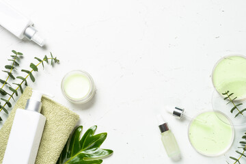 Natural cosmetic, skincare product. Aromatherapy, spa product at white background.