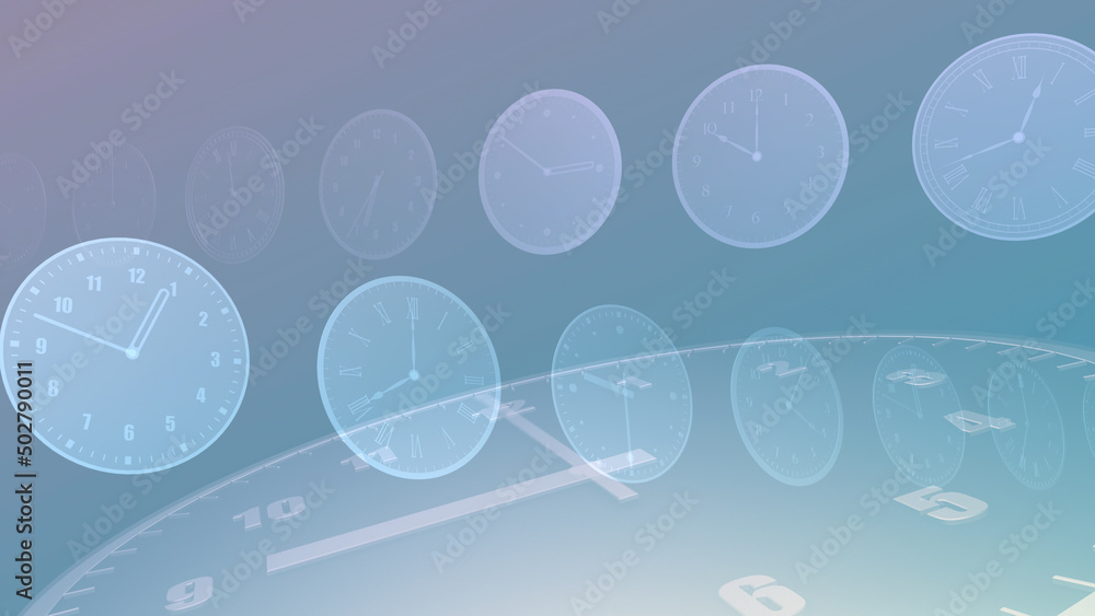 Wall mural time flow images with analog clock cg illustration.
