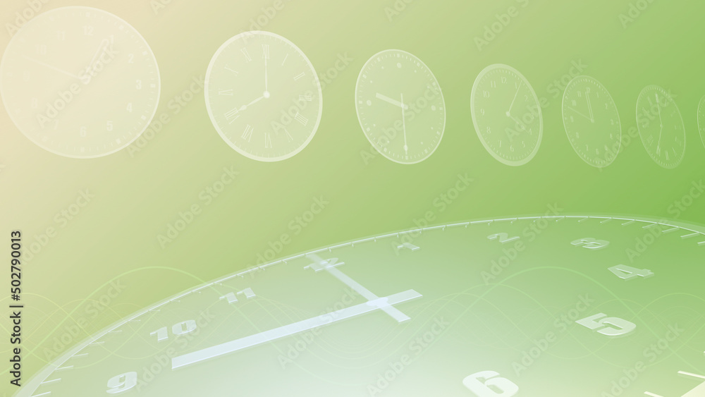 Wall mural time flow images with analog clock cg illustration.