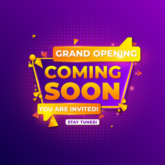 Fototapeta premium Grand opening coming soon sale poster sale banner design template with 3d editable text effect