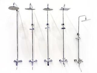 Plumbing shower faucets isolated white