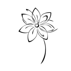 ornament 2297. one stylized blooming flower on a short stalk without leaves. graphic decor