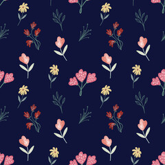 Cute seamless hand drawn watercolor flower pattern background