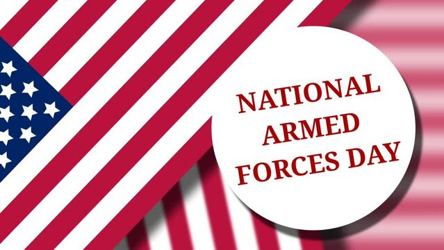National armed forces day footage clip with blur and focused American flag. Loop motion animation for nation armed forces day.