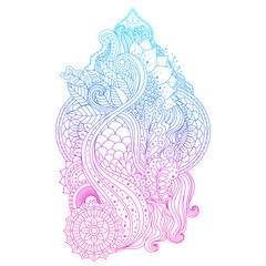 Blue and pink floral element