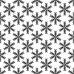 Vector Winter Snowflakes Seamless Pattern. Christmas hand drawn black snow print on white background. New year geometric texture for print, wrapping paper, fabric design, gift, backgrounds, textile
