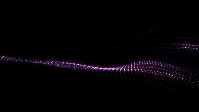 Abstract seamless loop of futuristic mesh glowing dot digital luxurious sparkling wave particles flow for technology background, Motion of digital data flow. big data background concept. Cyber or tech