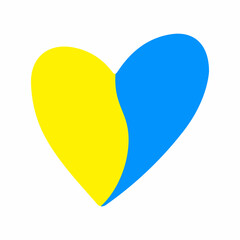 Pray for Ukraine sign. Hand drawn heart icon with colors of Ukrainian flag isolated on white background. Crisis in Ukraine. Stop war in Ukraine and stay strong Ukrainian. Ukraine flag heart concept.