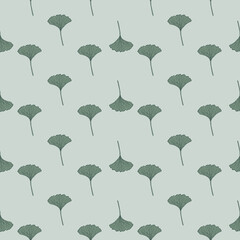 Seamless pattern engraved leaves Ginkgo Biloba. Vintage background botanical with foliage in hand drawn style.
