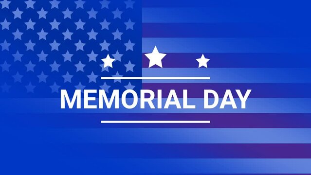 Us memorial day with three stars isolated on blue spining colour background.