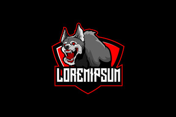Angry dog hellhound vector badge logo design template