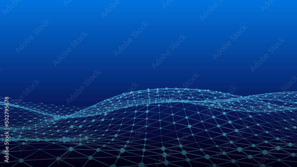 Poster abstract chain of hexagonal shapes. data transfer technology background. 3d vector illustration.