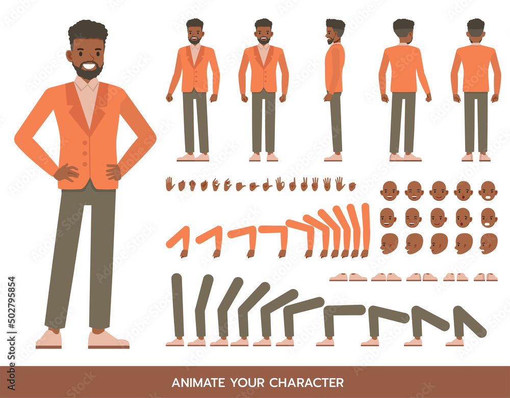 Poster man wear orange suit character vector design. create your own pose.