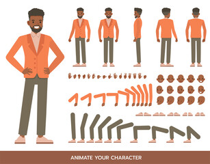 Man wear orange suit character vector design. Create your own pose.
