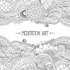 Ethnic floral black and white pattern