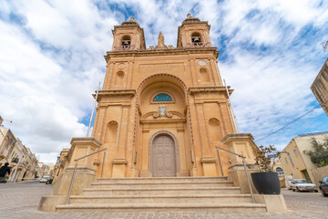 Fototapeta na wymiar Church of Our Lady of Pompeii in Marsaxlokk, Malta.