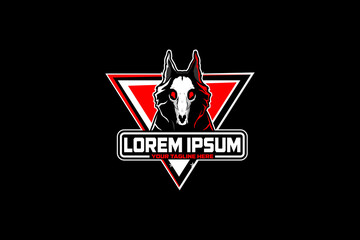 hellhound vector badge logo design template