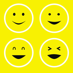 4 yellow smiley icons cute ,vector pattern