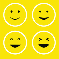 Fototapeta premium 4 yellow smiley icons cute , pattern
