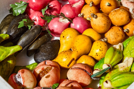 Fruit-shaped marzipan, Sicilian dessert made from almond flour
