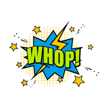 Comic speech bubble element with whop sign