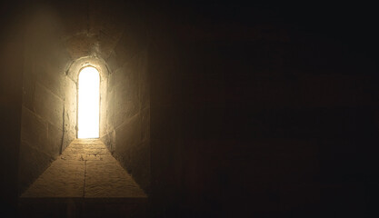 Dark view. Window in the church