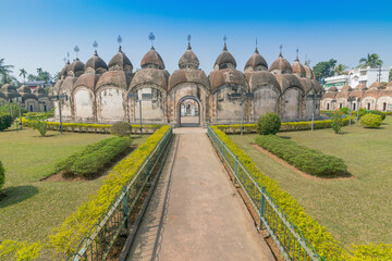 108 Shiva Temples of Kalna, Burdwan , West Bengal. A total of 108 temples of Lord Shiva (a Hindu God), are arranged in two concentric circles - an architectural wonder.