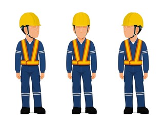 set of standing worker on white background