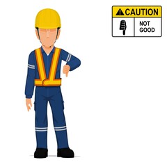 A worker is raise thumb down