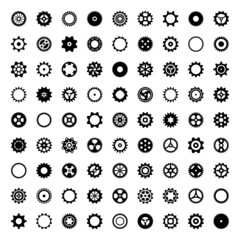 Big set of black vector gear wheels