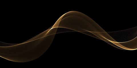 Abstract Golden Waves Background. Template Design