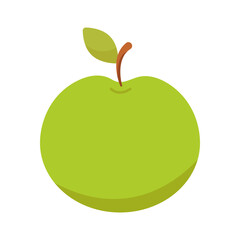 Flat design vector illustration of green apple
on white background.