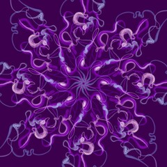 Flower mandala created from a digital art. Psychedelic kaleidoscope with design elements
